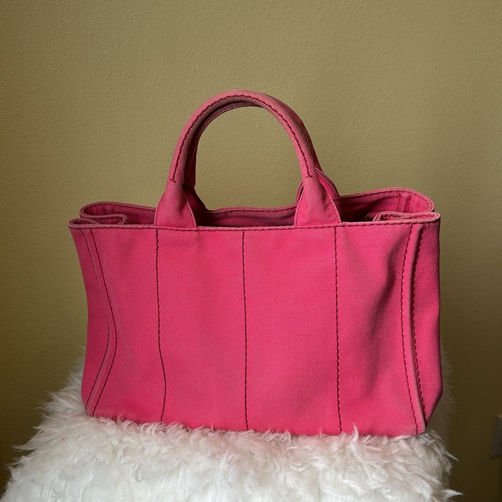 💯Authentic Prada Canapa Tote Pink  Bag🍀 - Picture 5 of 17